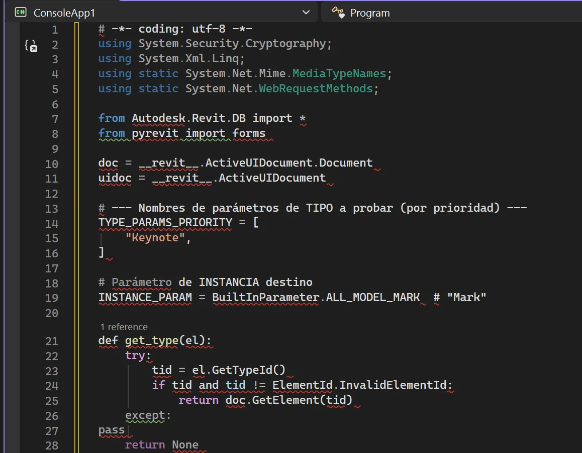 PyRevit automation code for BIM parameters