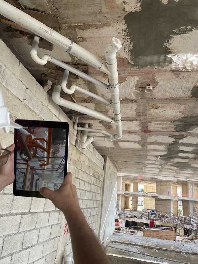 Augmented reality field review using a tablet on a construction site
