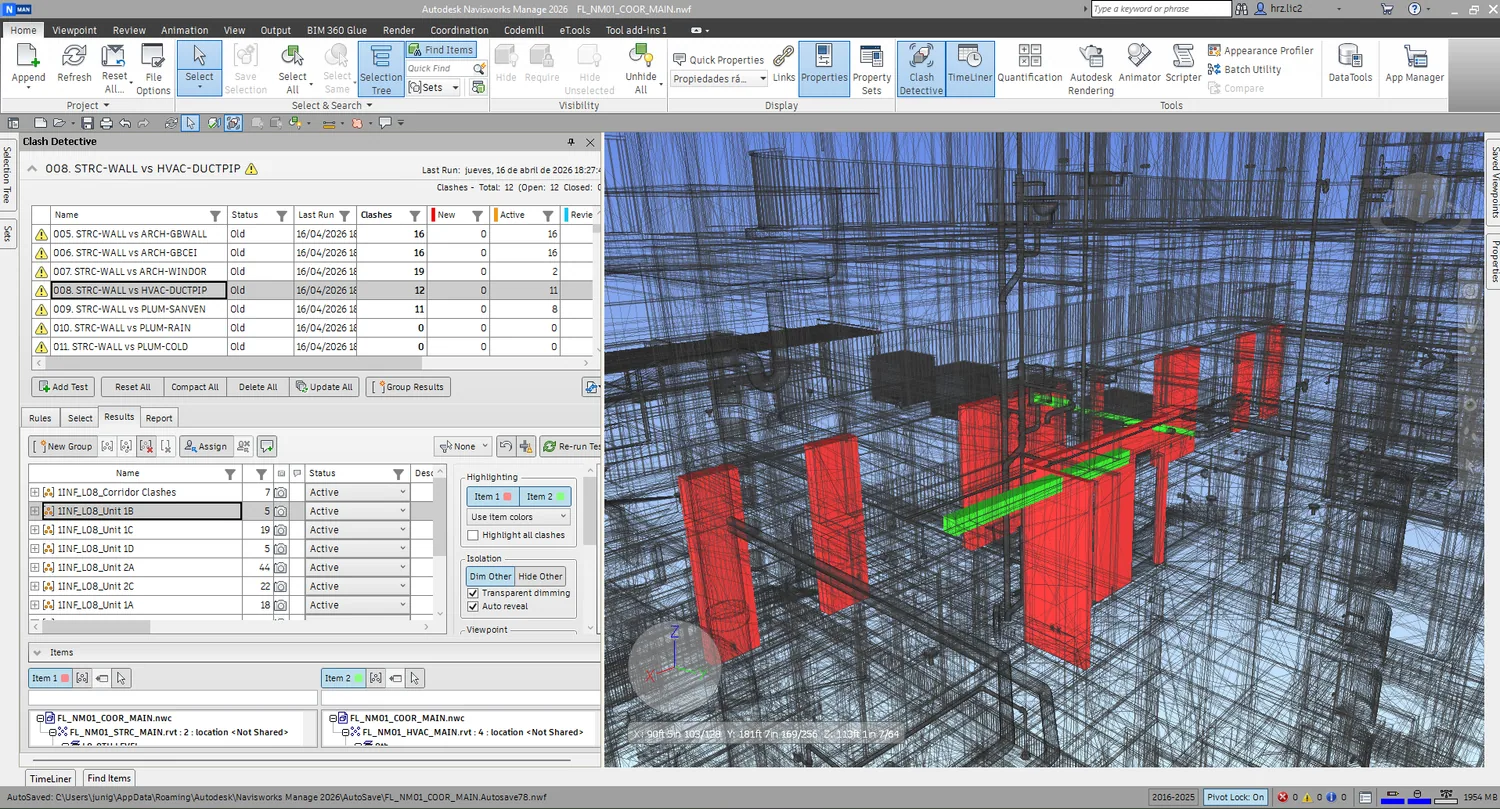 Model review workflow used to inspect technical coordination outputs