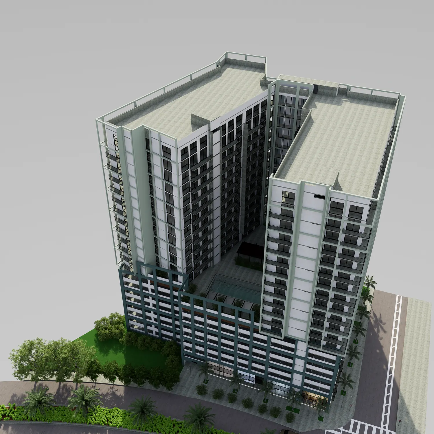 BIM-based residential tower view used for project visualization